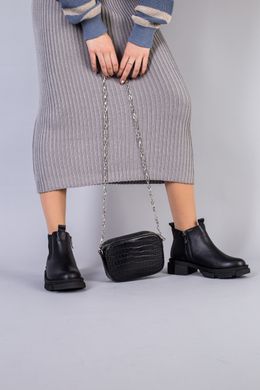 Ботинки женские кожаные черные на резинке и с замком демисезонные, 36, 23.5