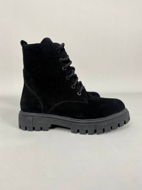 Ботинки женские замшевые черные, на шнурках, зимние, 41, 26.5
