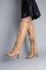 Ботфорты женские кожаные бежевого цвета на каблуке зимние, 39, 25