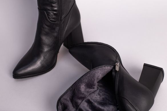 Ботфорты женские кожаные черные на каблуке, 36, 23.5