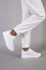 Кроссовки женские кожаные белого цвета с перфорацией, 42, 27