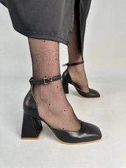 Туфли женские кожаные черные на каблуке, 40, 27
