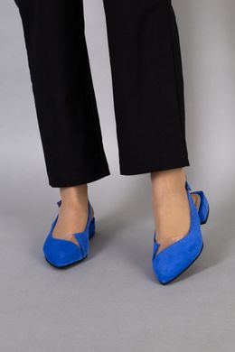 Босоніжки жіночі замшеві синього кольору із силіконовою вставкою, 35, 23