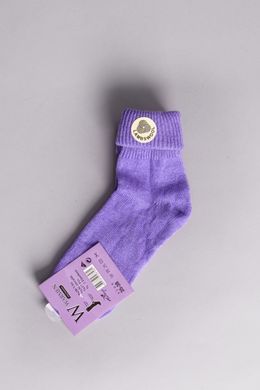 Шкарпетки жіночі вовняні бузкового кольору з відворотом