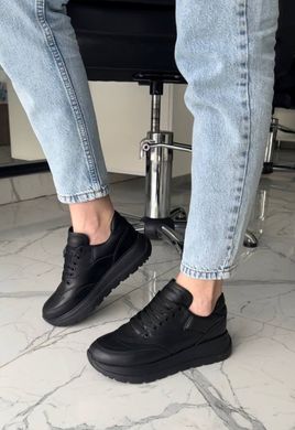 Кросівки жіночі шкіряні чорного кольору, 36, 23