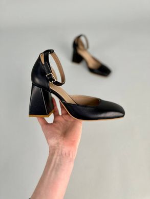 Туфлі жіночі шкіряні чорні на підборах, 40, 27