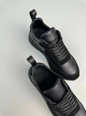 Кросівки жіночі шкіряні чорні із вставками чорної замші, 36, 23.5