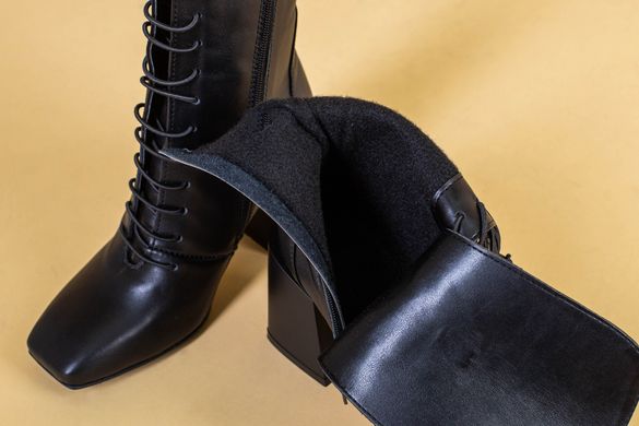 Ботинки женские кожаные черные на каблуке демисезонные, 40, 26-26.5