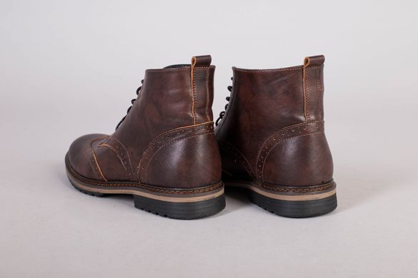 Ботинки мужские кожаные коричневые демисезонные, 40, 26.5
