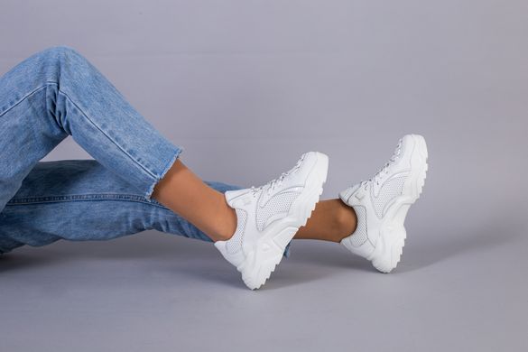Кросівки жіночі шкіряні білі на білій підошві, 37, 24