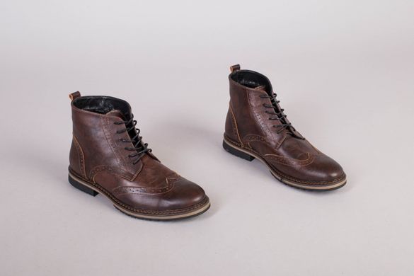 Ботинки мужские кожаные коричневые демисезонные, 40, 26.5