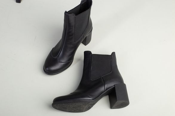 Ботинки женские кожаные черные на резинке, 41, 27