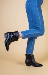 Ботинки женские кожаные черные без замка на каблуке демисезонные, 41, 27