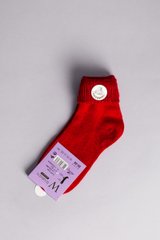 Шкарпетки жіночі вовняні червоного кольору з відворотом