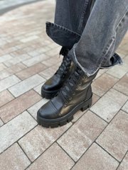 Ботинки женские кожаные черные на шнурках зимние, 40, 26