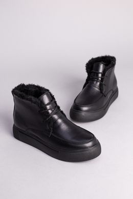 Ботинки женские кожаные черные на шнурках, зимние, 40, 26-26.5