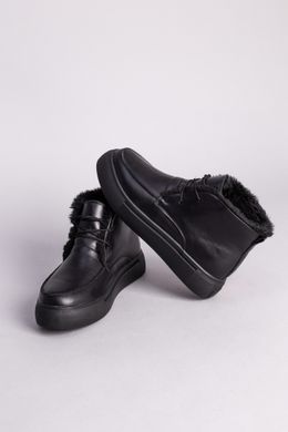 Черевики жіночі шкіряні чорні на шнурках, зимові, 40, 26-26.5