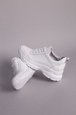Кросівки жіночі шкіряні білі на білій підошві, 41, 27