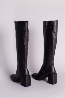 Сапоги женские кожаные черного цвета зимние, 40, 26
