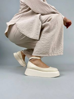 Туфлі жіночі шкіряні молочного кольору на платформі, 41, 26