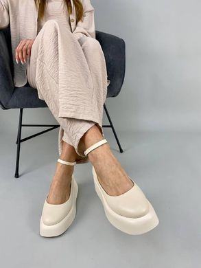 Туфлі жіночі шкіряні молочного кольору на платформі, 41, 26