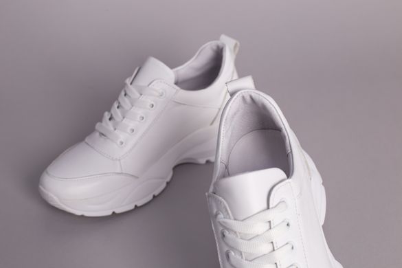 Кросівки жіночі шкіряні білі на білій підошві, 41, 27