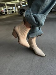 Ботинки казаки женские замшевые кремового цвета, 40, 26