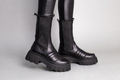 Ботинки женские кожаные черные с резинками демисезонные, 37, 24