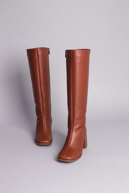 Чоботи жіночі шкіряні коричневі, каблук 5 см, зимові, 40, 26-26.5