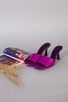 Шлепанцы женские кожаные цвета фуксии на каблуке, 40, 26