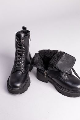 Ботинки детские кожаные черные зимние, 39, 25.5