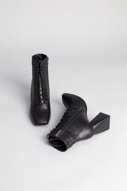 Ботильоны женские кожаные черные на каблуке демисезонные, 40, 26.5