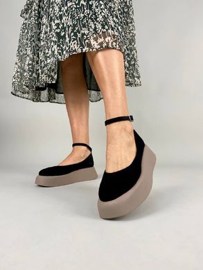 Туфлі жіночі замшеві чорного кольору на платформі, 36, 23