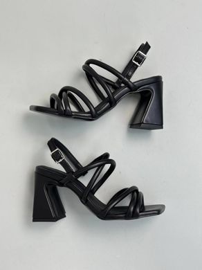 Босоножки женские кожаные черные на каблуке, 40, 26