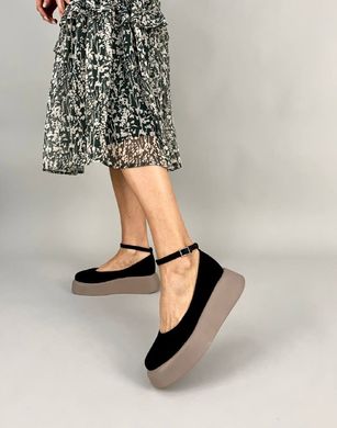 Туфлі жіночі замшеві чорного кольору на платформі, 36, 23