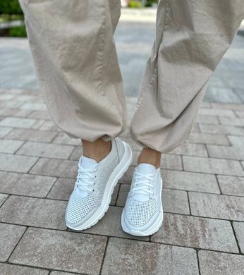 Кросівки жіночі шкіряні білі з перфорацією, 36, 23