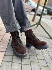 Ботинки женские замшевые шоколадного цвета зимние, 40, 26