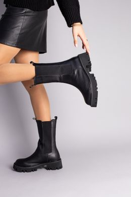 Ботинки челси женские кожаные черные демисезонные, 36, 24