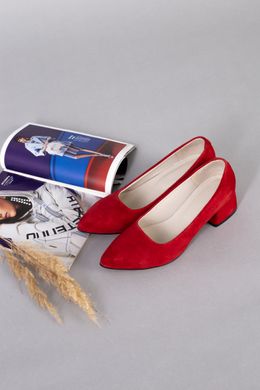 Туфли лодочки женские замшевые красного цвета, 38, 24.5-25
