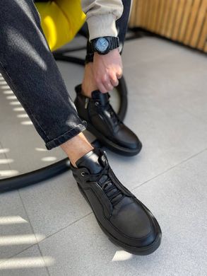 Ботинки мужские кожаные черные на меху, 45, 30