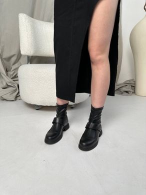 Ботинки женские кожаные черные на кожподкладе, 41, 26.5