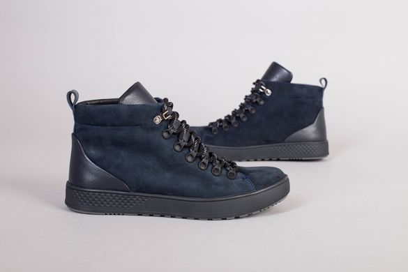 Мужские синие зимние ботинки из нубука на шнурках, 41, 27-27.5