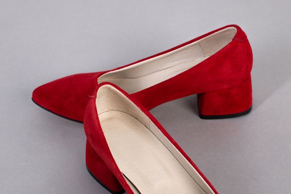 Туфли лодочки женские замшевые красного цвета, 38, 24.5-25