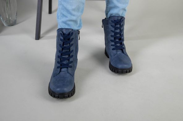 Зимние ботиночки из синего нубука, 37, 24