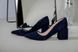 Туфли женские из велюра синего цвета с обтянутым каблуком, 36, 23.5