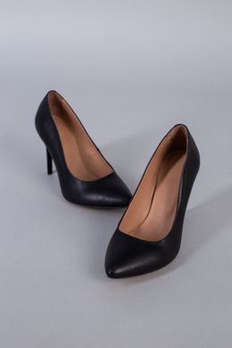 Лодочки женские кожаные цвет черный каблук 9 см, 35, 22.5
