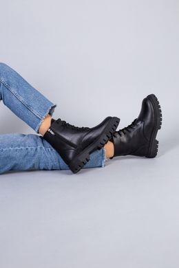 Ботинки женские кожаные черные, на шнурках и с замком, зимние, 36, 23.5