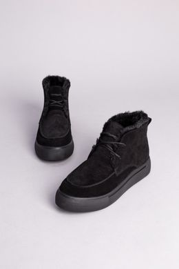 Ботинки женские замшевые черные на шнурках, зимние, 40, 26