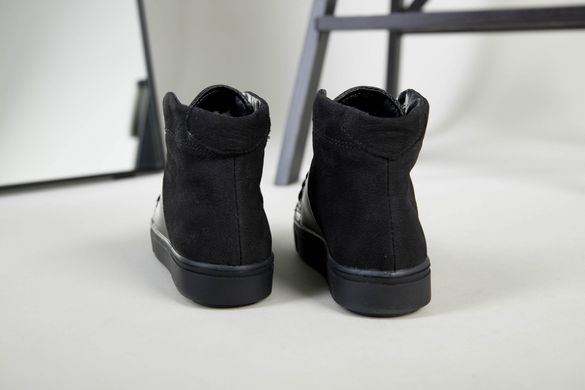 Ботинки для мальчика кожаные черные с вставкой нубука, 40, 26