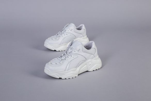 Кросівки жіночі шкіряні білі на білій підошві, 40, 26